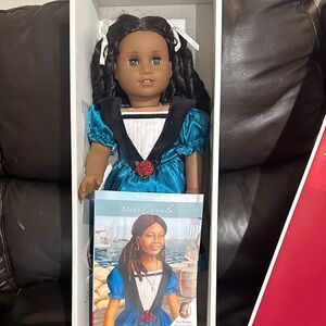 American Girl Doll in Teal and Black Dress